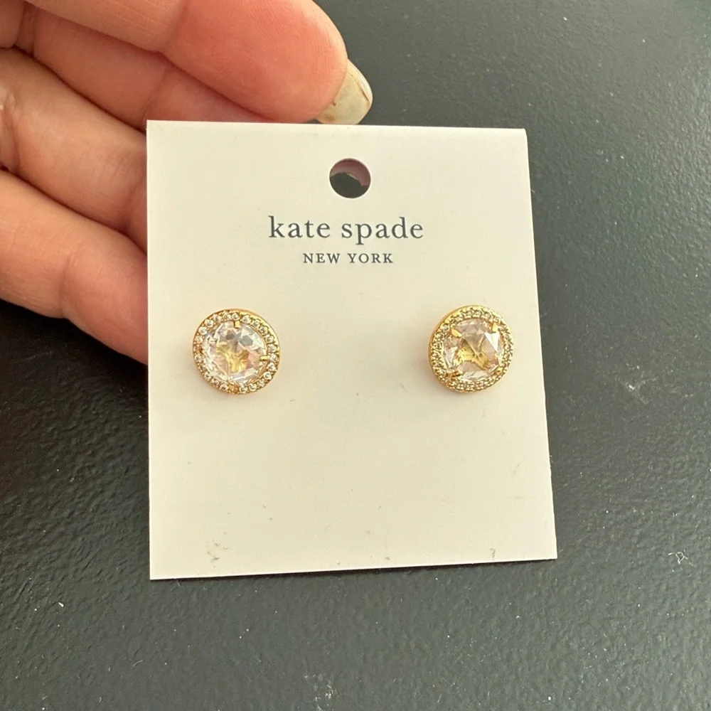 Kate, Spade, NWOT bright ideas, pave halo CZ stud earrings - Picture 4 of 5
